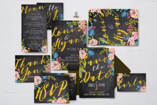 Black Floral Wedding Invitation Suite: A Bold Choice