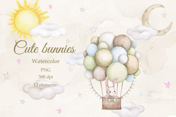 Bunny Dreams. Boy. Watercolor PNG: A Designer's Delight