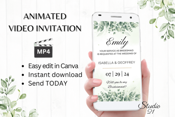 Classic Bridesmaid Proposal W3408M: A Digital Template for Your Big Ask