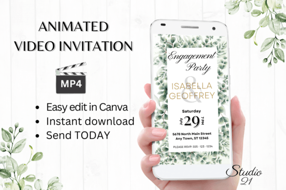 Classic Engagement Party Invite W1400: Digital Elegance for Modern Celebrations