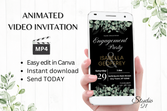 Classic Engagement Party Invite W1409: Timeless Elegance for Your Celebration