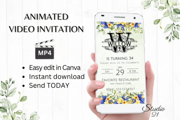 Mobile Invitation (Monogram Letter W): A Modern Animated Template