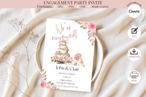 Modern Romance: The Engagement Party Invitation Template