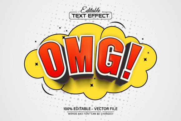 OMG Red Comic Style Text Effect: Bold Editable Vectors