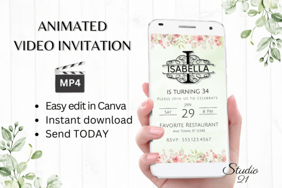 Stunning Video Birthday Evite with Monogram Letter I